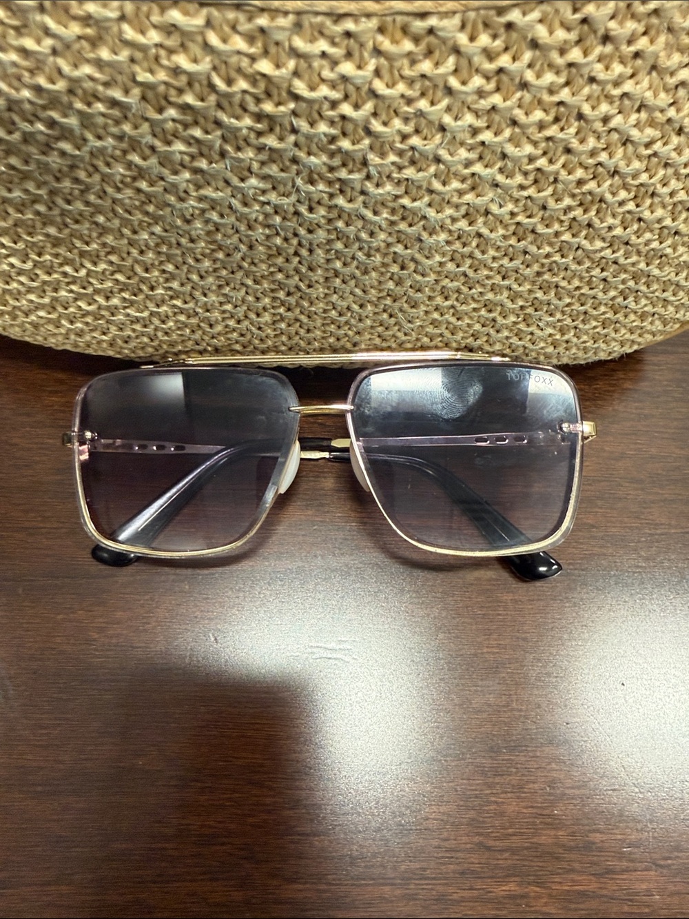 Topfoxx Gold Frame Sunglasses with Gradient Gray Lenses